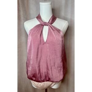 PAIGE Pink Silky Halter Bodysuit Size Large NWOT